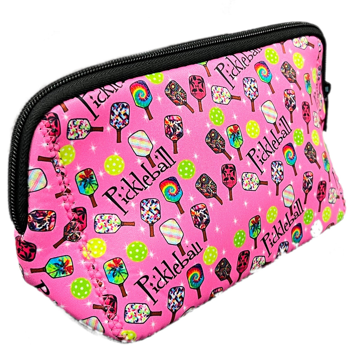 Neoprene Cosmetic Pouch - Pickleball (Pink)