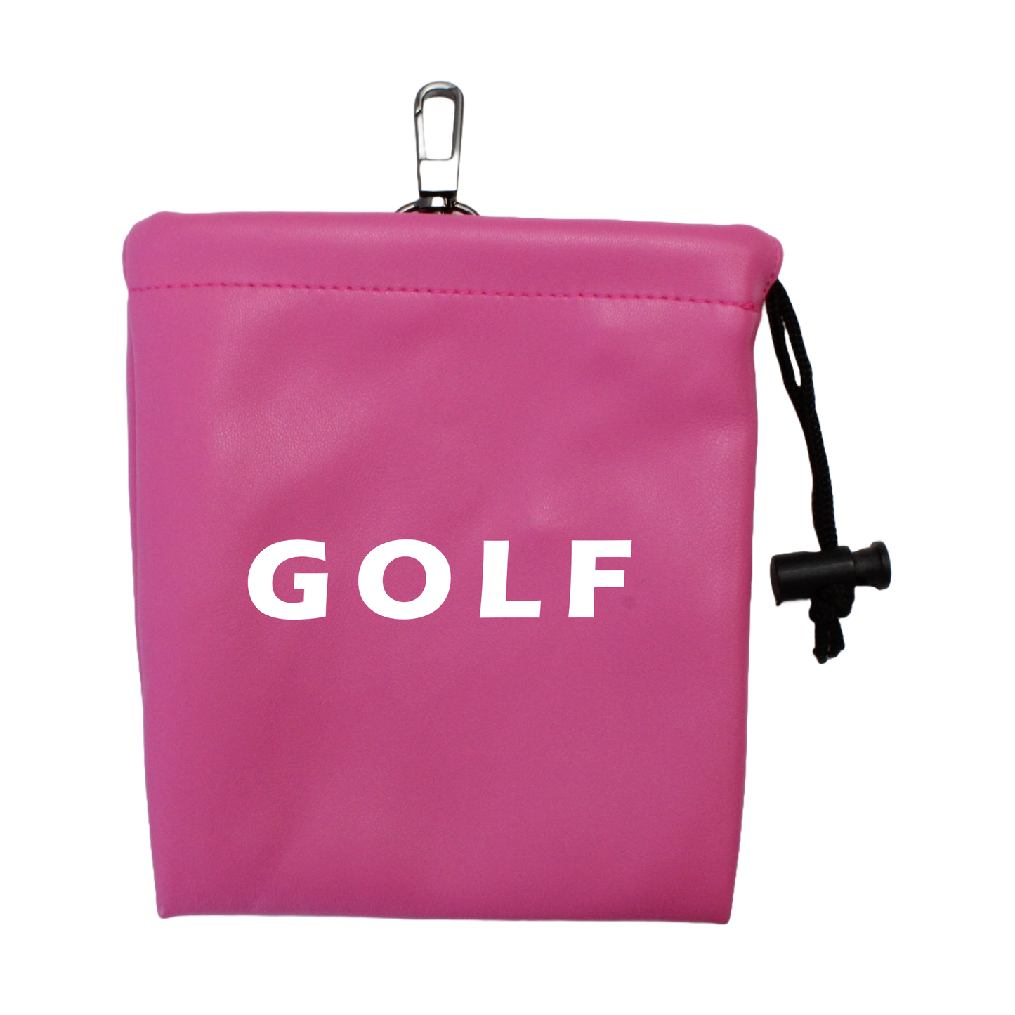 Faux Leather Drawstring Bag - Pink "GOLF"