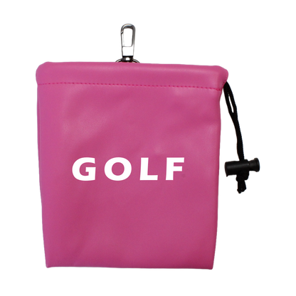 Faux Leather Drawstring Bag - Pink "GOLF"