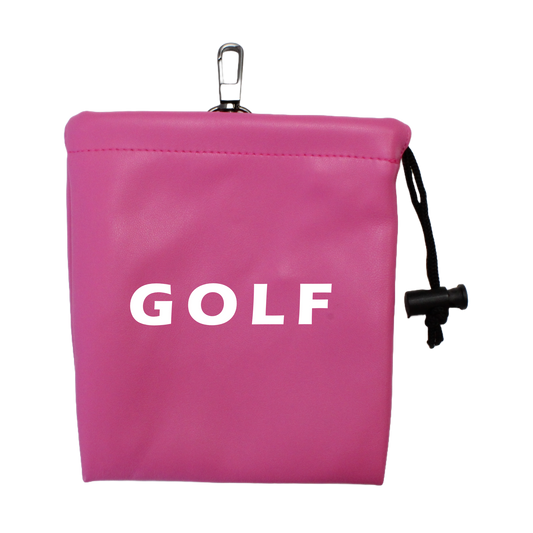 Faux Leather Drawstring Bag - Pink "GOLF"
