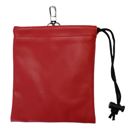 Faux Leather Drawstring Bag - Red
