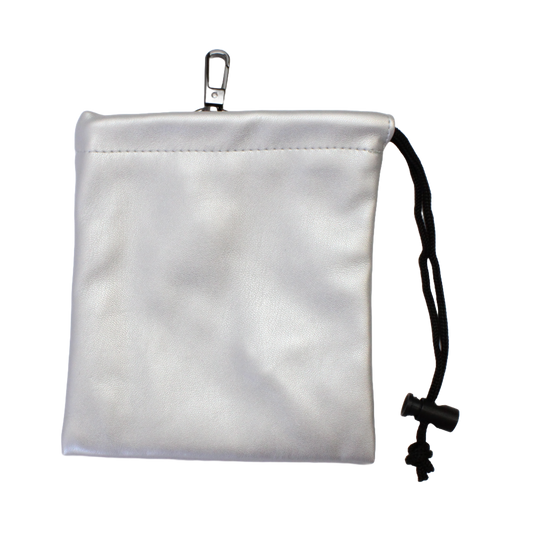 Faux Leather Drawstring Bag - Silver