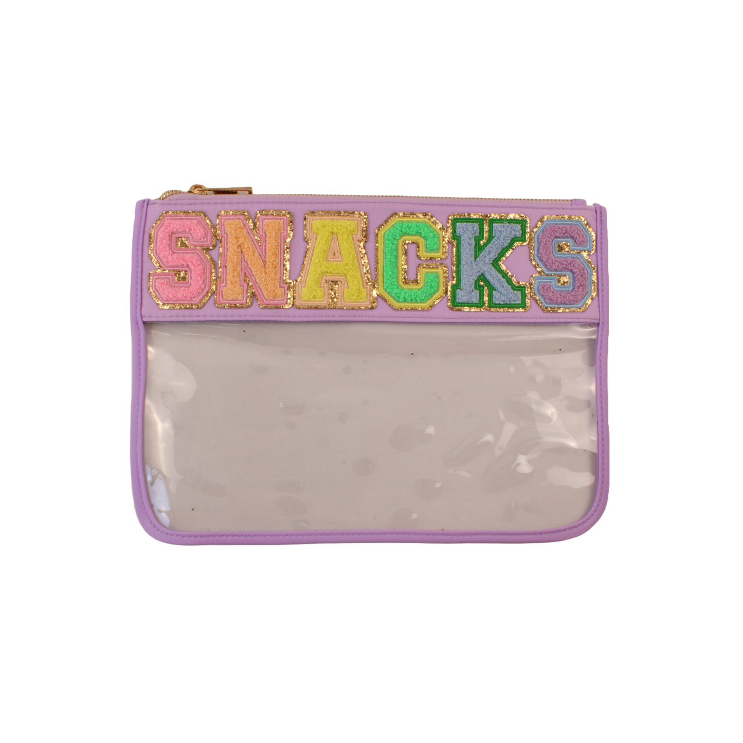 Clear Bag with Embroidered "SNACKS"