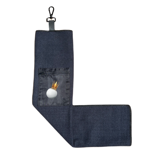Microfiber Golf Towel w/ Pocket - Black (Design 25)