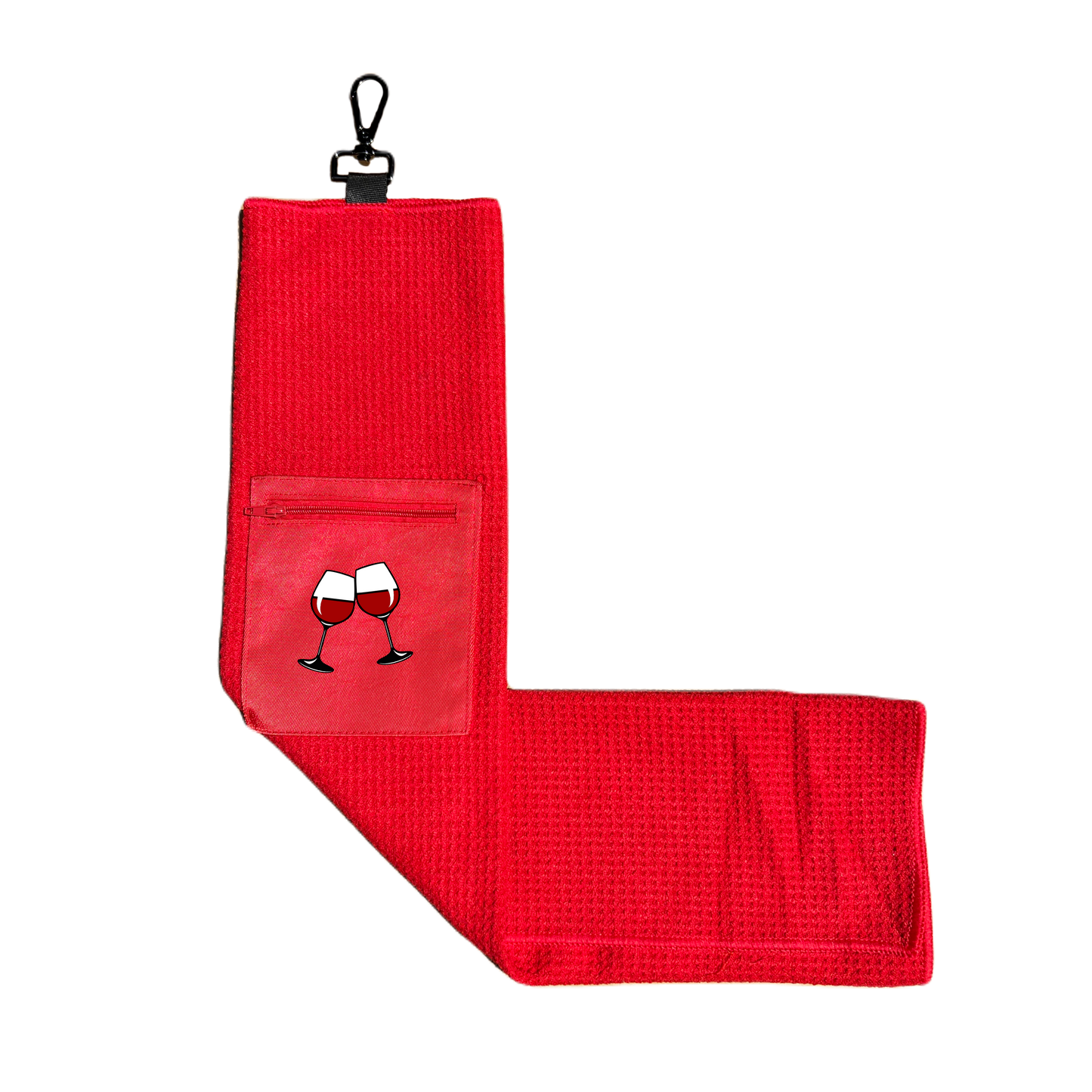Microfiber Golf Towel w/ Pocket - Red (Design 9)
