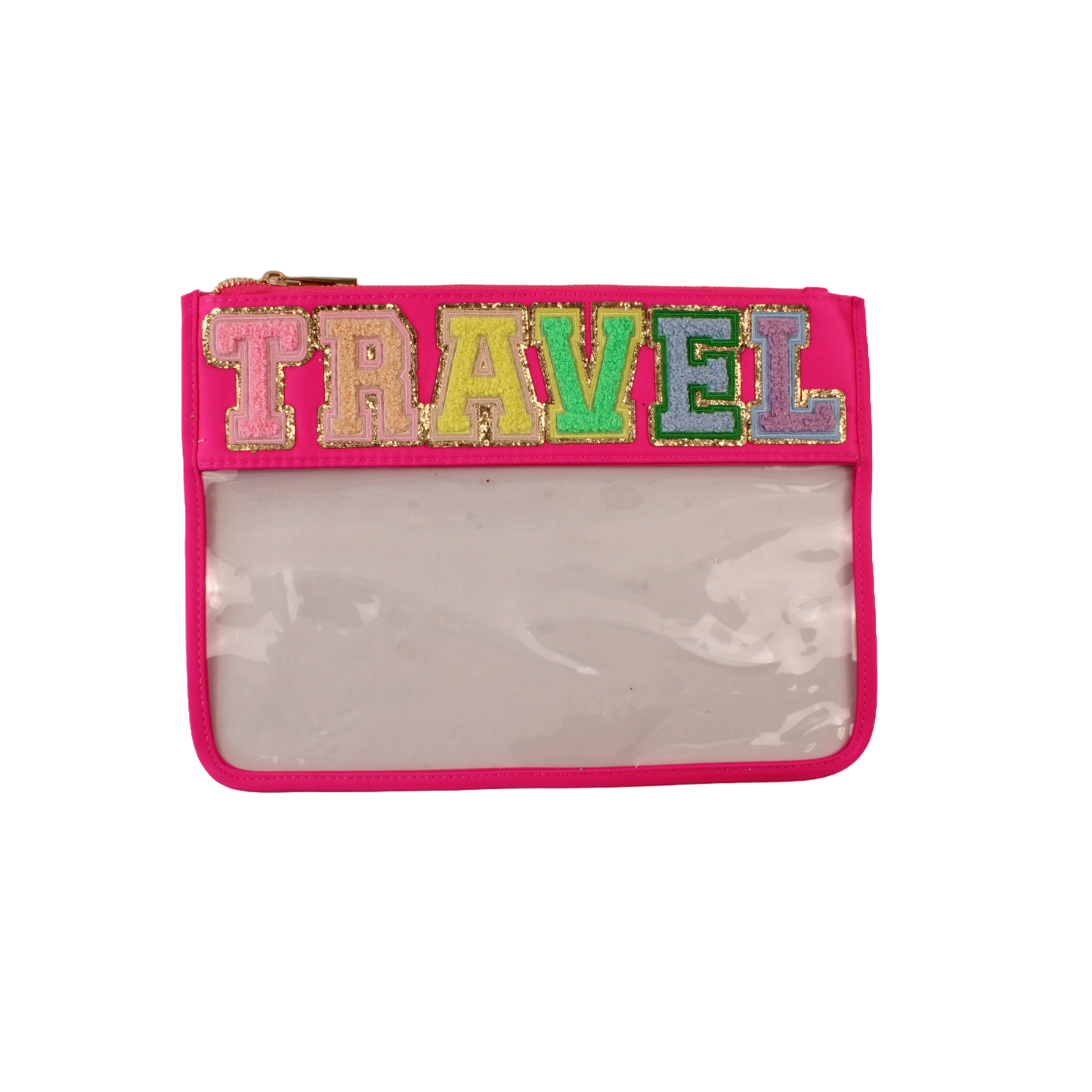 Clear Bag with Embroidered "TRAVEL"