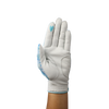 Ladies golf glove with blue and white tropical patterns