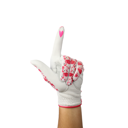 Ladies golf glove with flamingo pattern