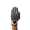 Ladies golf glove with black and white checker pattern