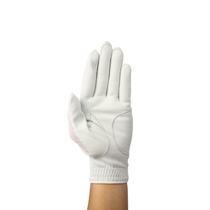 Ladies golf glove with white mesh fabric