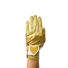 Ladies golf glove with gold glitter fabric print