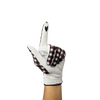Ladies golf glove with black and white checker pattern