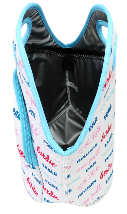 Neoprene Lunch Bag with Pocket - Birdie, Par, Eagle