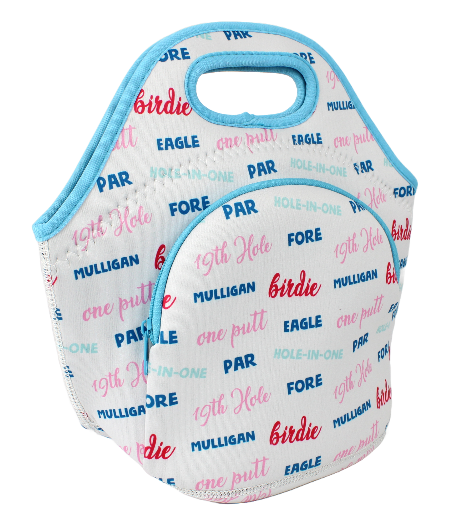 Neoprene Lunch Bag with Pocket - Birdie, Par, Eagle