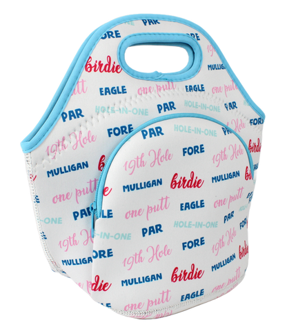 Neoprene Lunch Bag with Pocket - Birdie, Par, Eagle