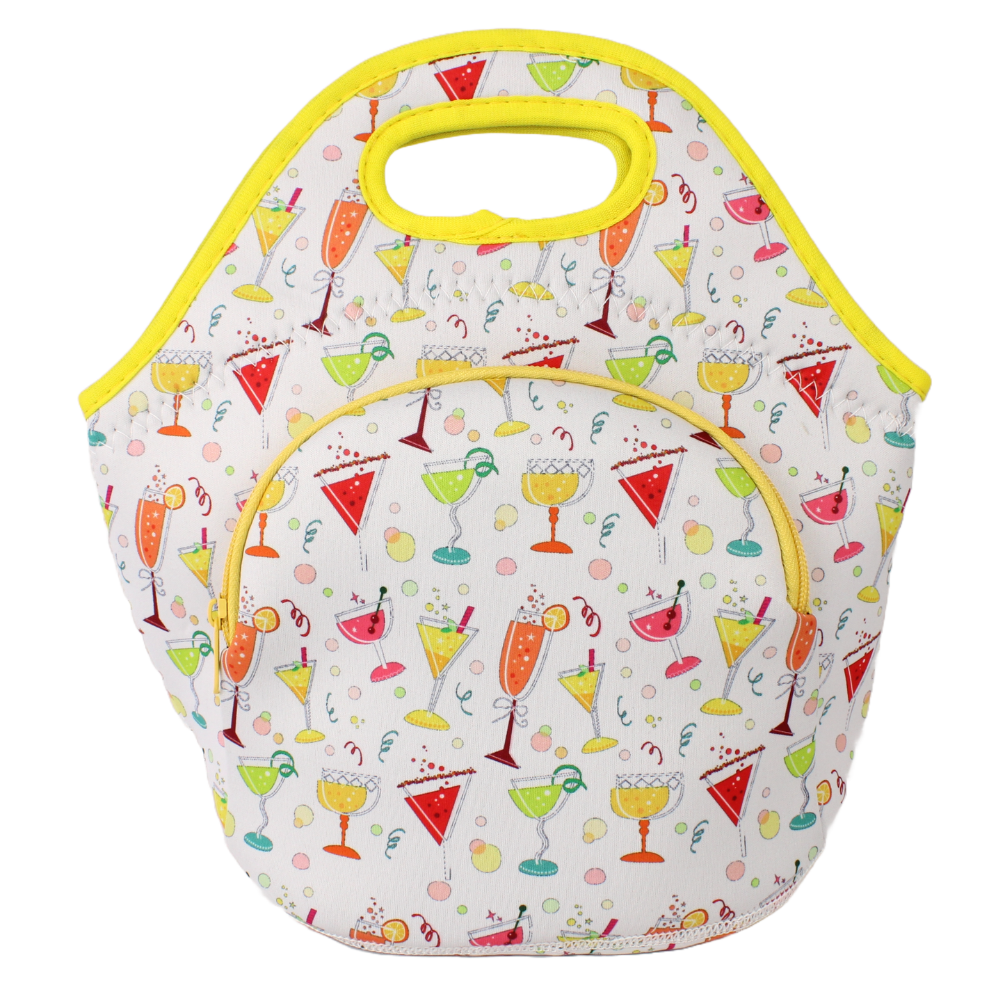 Neoprene Lunch Bag with Pocket - Party Time (White)