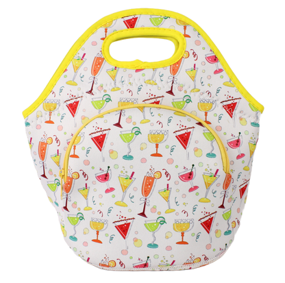 Neoprene Lunch Bag with Pocket - Party Time (White)
