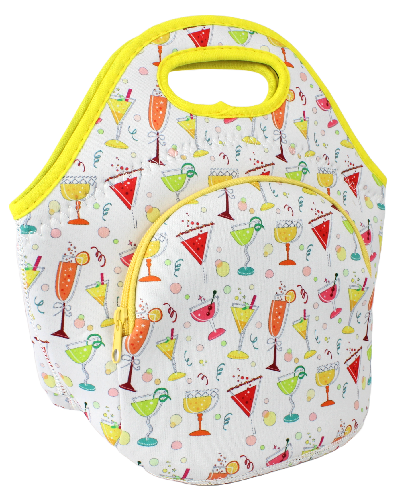 Neoprene Lunch Bag with Pocket - Party Time (White)