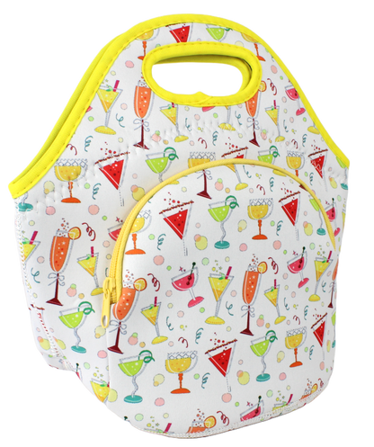 Neoprene Lunch Bag with Pocket - Party Time (White)