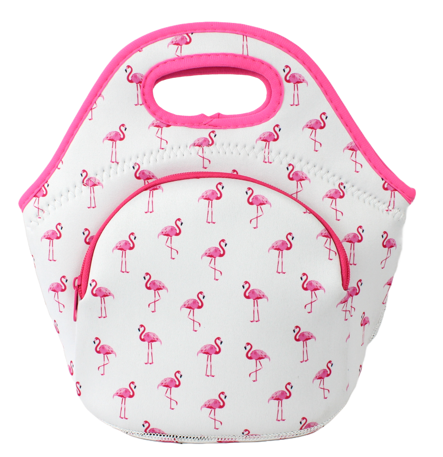 Neoprene Lunch Bag with Pocket - Flamingo