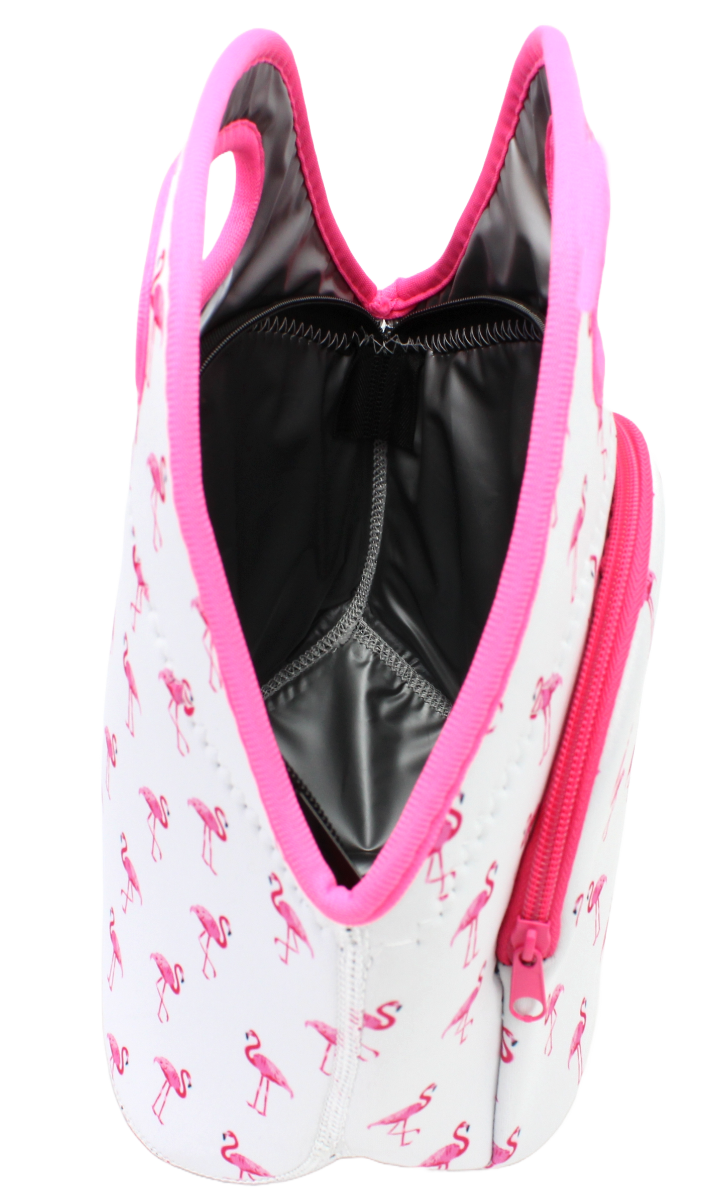 Neoprene Lunch Bag with Pocket - Flamingo